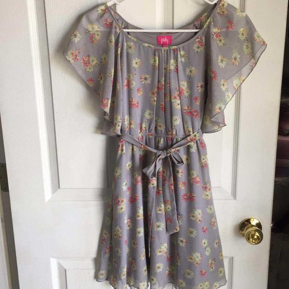 Girls Gray/Flowered Dress Size 12